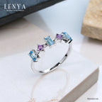 LENYA แหวนเงินแท้ ดีไซน์เก๋ไก๋ ประดับพลอยอเมทิสต์ (Amethyst) บลูโทแพซ (Blue Topaz) แหวนสวยไม่ซ้ำใคร หรูหรา เหมาะกับสาวๆ