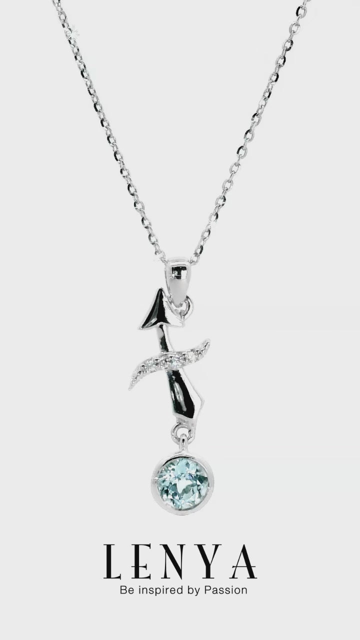 LENYAจี้ Zodiac พลอยบลูโทแพซ ราศีธนู เสริมความมั่นใจ ชัดเจน ปัญญา ตัวเรือนเงินแท้925 ชุบทองคำขาว