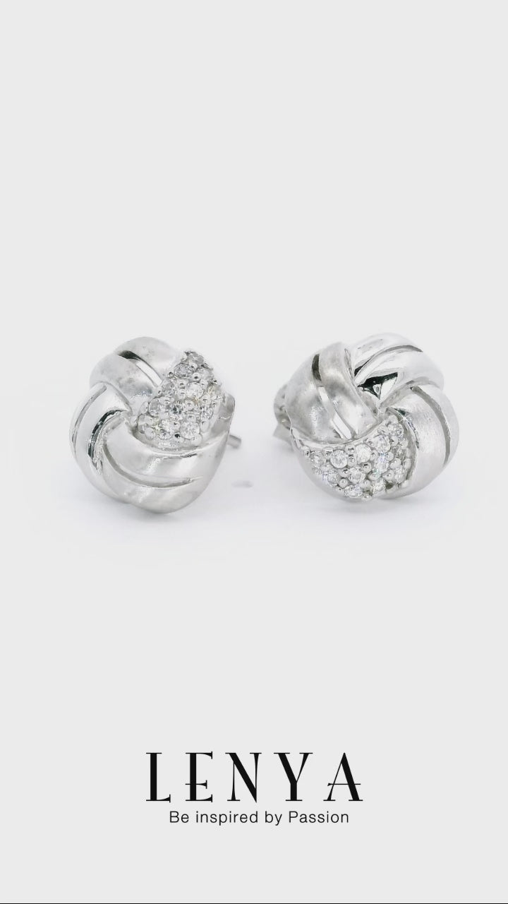 LENYA ต่างหูเงินแท้ 925 ชุบทองขาว ประดับด้วย Swarovski cubic zirconia