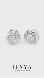 LENYA ต่างหูเงินแท้ 925 ชุบทองขาว ประดับด้วย Swarovski cubic zirconia