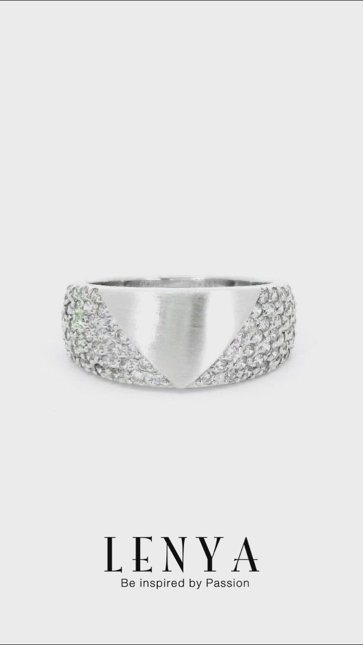 LENYA แหวน CZ Diamondlike เสริมบุคลิกและความมั่นใจ ขนาด 1.25 มิล ตัวเรือนเงินแท้925 ชุบทองคำขาว
