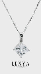 LENYA จี้ CZ  DiamondLike สี่เหลี่ยมเสริมลุคใส่สบาย ขนาด 7 มิล ตัวเรือนเงินแท้925ชุบทองคำขาว