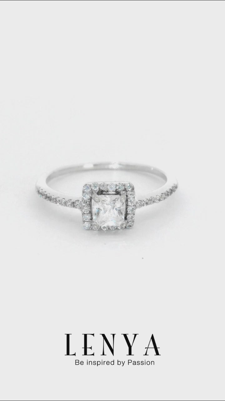 LENYA แหวน CZ Diamondlike เสริมบุคลิกและความมั่นใจ ขนาด 4 มิล ตัวเรือนเงินแท้925 ชุบทองคำขาว