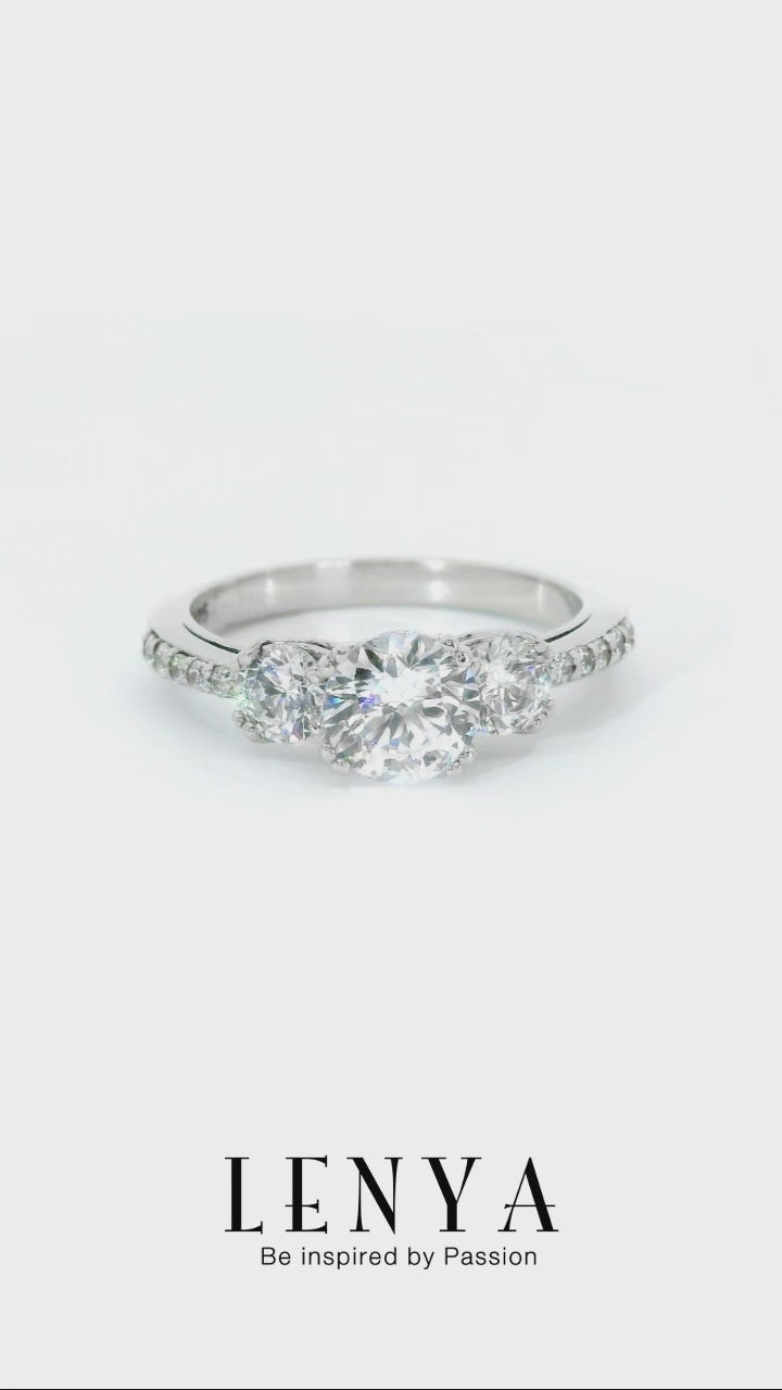 LENYA แหวน CZ Diamondlike เสริมบุคลิกและความมั่นใจ ตัวเรือนเงินแท้925 ชุบทองคำขาว