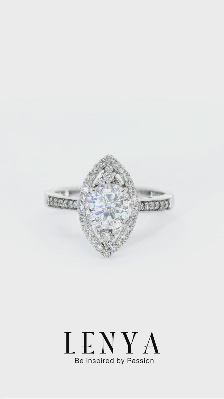 LENYA แหวน CZ DiamondLike เสริมลุคใส่สบาย ขนาด 6.5 มิล ตัวเรือนเงินแท้925 ชุบทองคำขาว