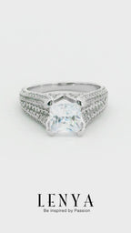 LENYA แหวน CZ สีขาว Diamondlike เสริมบุคลิกและความมั่นใจ ขนาด 6.5 มิล ตัวเรือนเงินแท้925 ชุบทองคำขาว