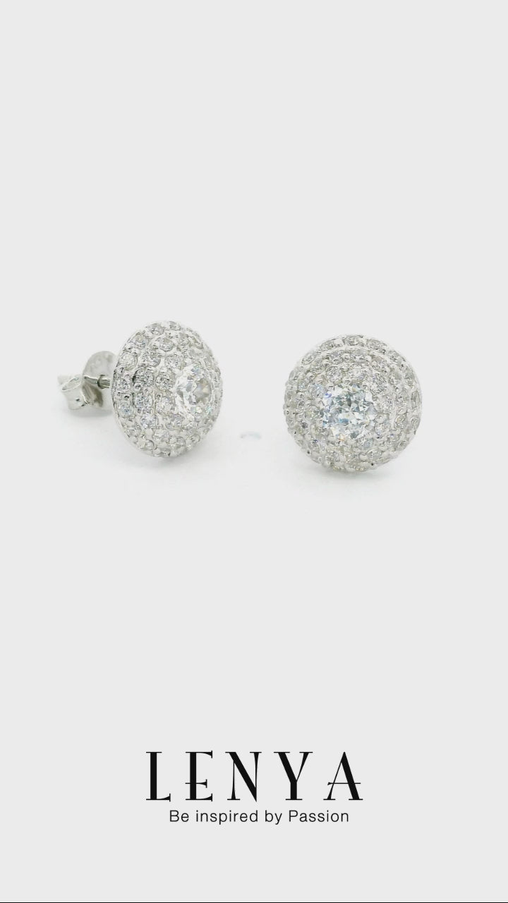 LENYA ต่างหู CZ จาก SWAROVSKI ทรงกลมน่ารัก ขนาด 4 มิล บนตัวเรือนเงินแท้925 ชุบทองคำขาว