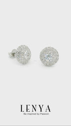 LENYA ต่างหู CZ จาก SWAROVSKI ทรงกลมน่ารัก ขนาด 4 มิล บนตัวเรือนเงินแท้925 ชุบทองคำขาว