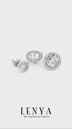 LENYA ต่างหูเงินแท้ 925 ชุบทองขาว ดีไซน์ตัวต่างหูประดับด้วย SWAROVSKI ZIRCONIA  สวยหรู ดูสง่า