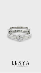LENYA แหวนคู่ ประดับ SWAROVSKI ZIRCONIA ดีไซน์สุดคลาสสิค บนตัวเรือนเงินแท้ชุบทองคำขาว
