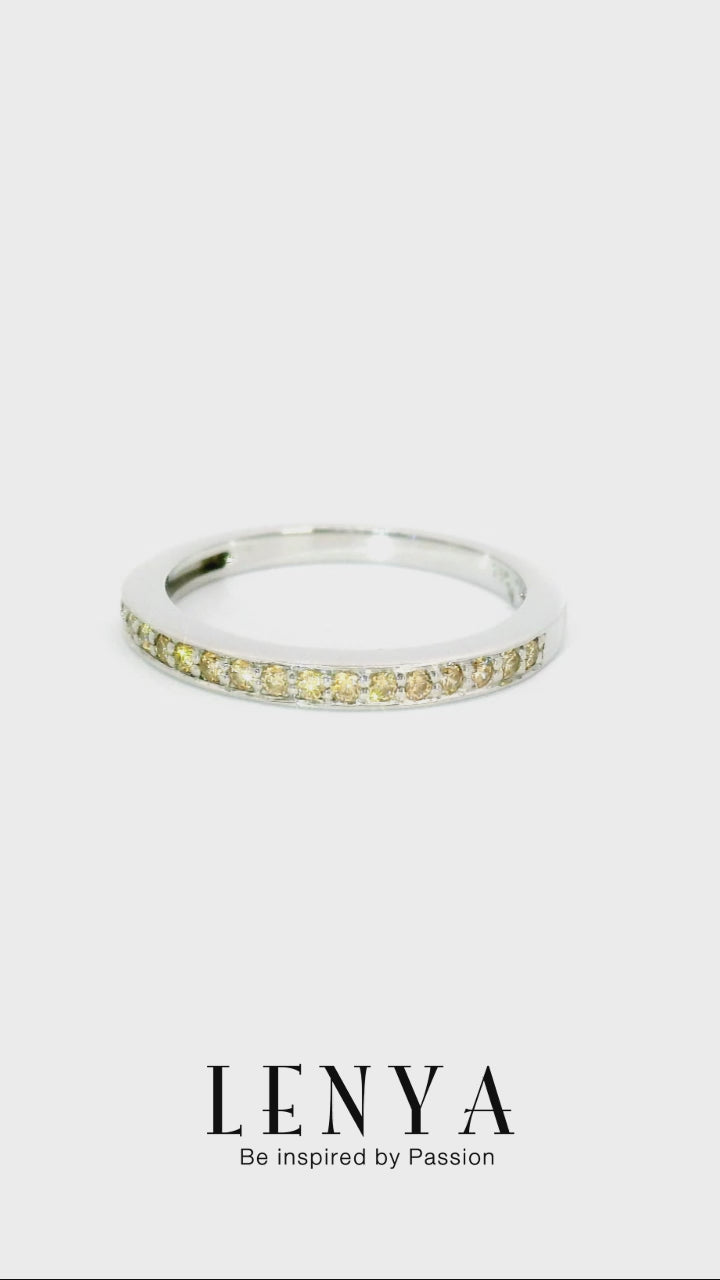 LENYA แหวน  ETERNAL ประดับด้วย SWAROVSKI ZIRCONIA สีเหลืองแฟนซี บนตัวเรือนเงินแท้ชุบทองคำขาวแท้ สวยคลาสสิค