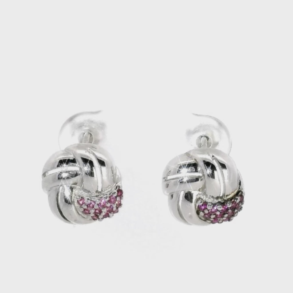 LENYA ต่างหู พลอยสีชมพู จากSwarovski  เสริมลุคสวยหรูโดดเด่น ขนาด 1.25 ตัวเรือนเงินแท้925 ชุบทองคำขาว