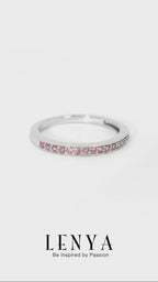 LENYA แหวน ETERNAL ประดับด้วย SWAROVSKI ZIRCONIA สีชมพูแฟนซี บนตัวเรือนเงินแท้ชุบทองคำขาวแท้ สวยคลาสสิค