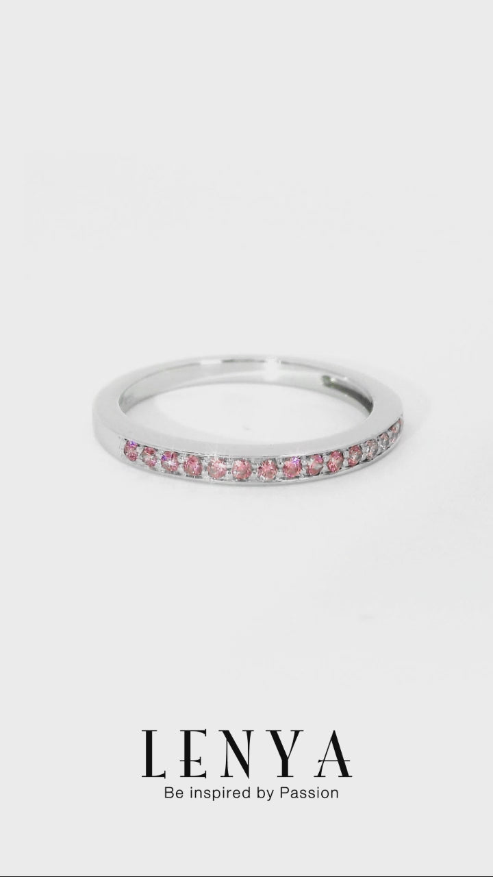 LENYA แหวน ETERNAL ประดับด้วย SWAROVSKI ZIRCONIA สีชมพูแฟนซี บนตัวเรือนเงินแท้ชุบทองคำขาวแท้ สวยคลาสสิค