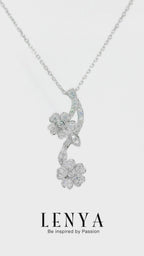 LENYA จี้เงินแท้ ชุบโรเดียม รูปช่อดอกไม้ ประดับด้วย CZ (Cubic Zirconia) เหมาะกับสาวหวานที่ต้องการความโดดเด่น