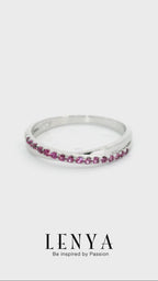 LENYA แหวน CZ สีชมพูจาก SWAROVSKI เสริมบุคลิกความหรูหรา ตัวเรือนเงินแท้925 ชุบทองคำขาว