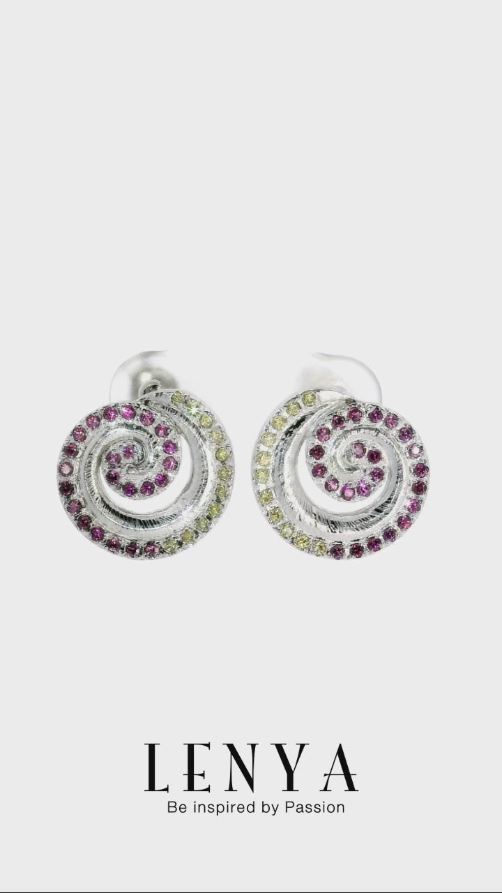 LENYA ต่างหู CZ สีเหลือง จาก Swarovski เสริมลุคทันสมัย ขนาด 1.75 มิล ตัวเรือนเงินแท้925 ชุบทองคำขาว
