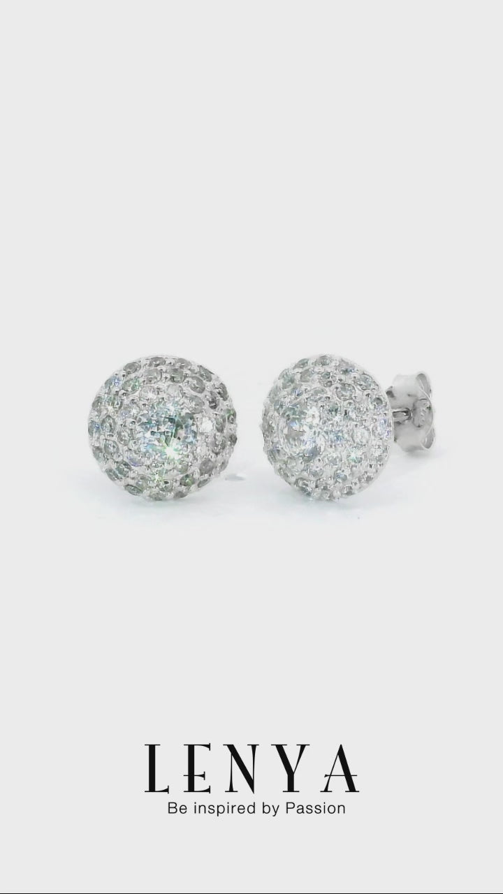 LENYA ต่างหู CZ DiamondLike ทรงกลมน่ารัก ขนาด 4 มิล บนตัวเรือนเงินแท้925 ชุบทองคำขาว