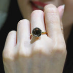 LENYA แหวนพลอยสโมคกี้ควอร์ซ (Smoky Quartz) สีน้ำตาล เสริมอำนาจบารมี ช่วยกระตุ้นพลังความกระตือรือร้นในการทำงาน ให้งานบรรลุความสำเร็จ ตัวเรือนเงินแท้ชุบทองคำ