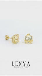 LENYA ต่างหูเงินแท้ 925 ตัวเรือนชุบทองคำ ประดับด้วย คิวบิกเซอร์โคเนีย (Cubic Zirconia) สีเหลืองเม็ดใหญ่ เพิ่มคุณค่าให้เครื่องประดับ ให้ดูเลอค่า