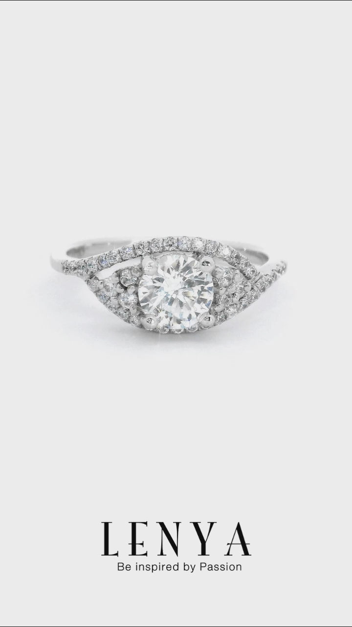 LENYA แหวน CZ Diamondlike เสริมบุคลิกและความมั่นใจ ขนาด 5.5 มิล ตัวเรือนเงินแท้925 ชุบทองคำขาว