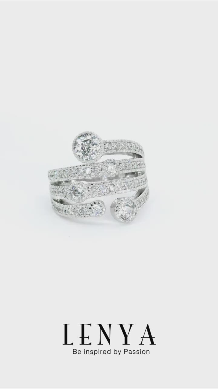 LENYA แหวน CZ จาก SWAROVSKI เสริมลุคเรียบหรู ขนาด 5 มิล ตัวเรือนเงินแท้925 ชุบทองคำขาว