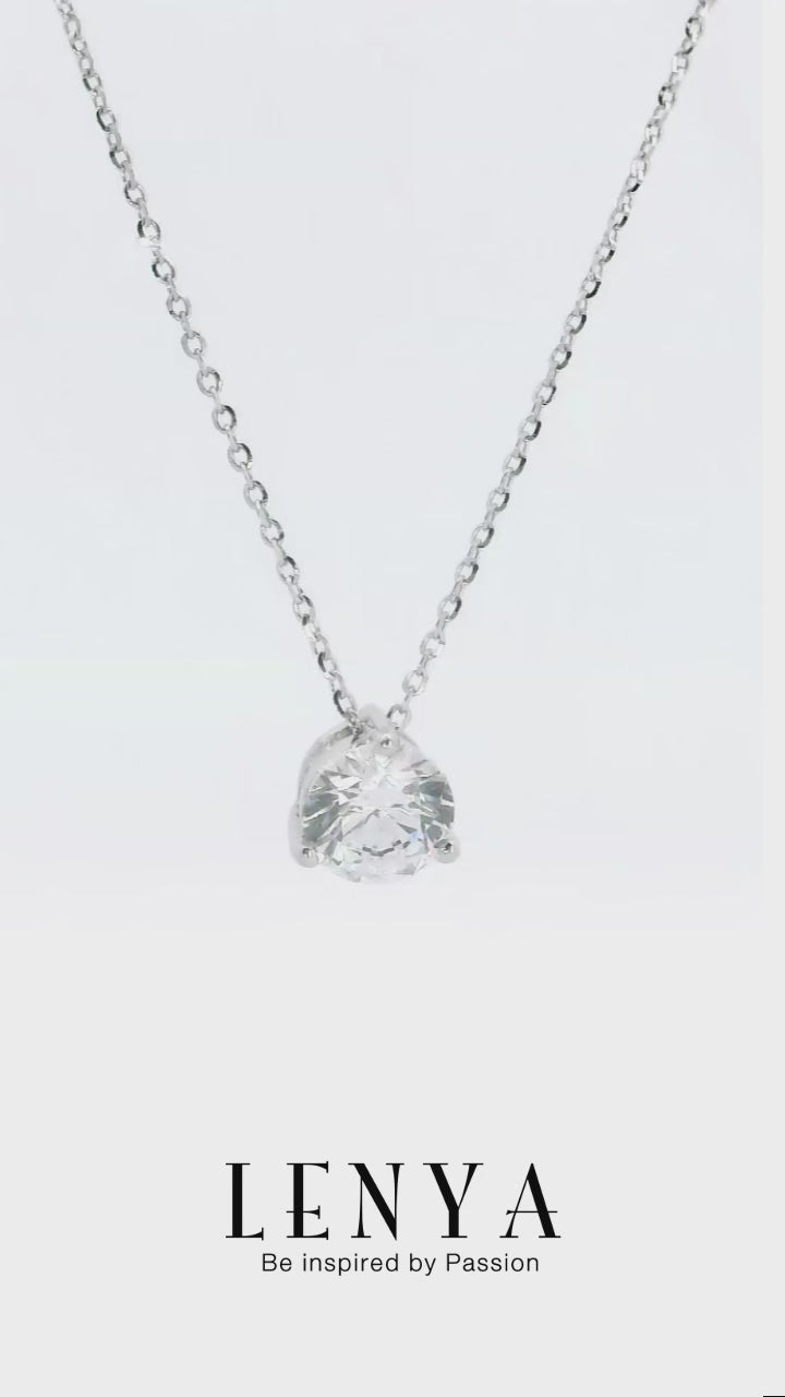 LENYA จี้ CZ จาก Swarovski เสริมลุคเรียบหรู ทรงกลม ขนาด 6 มิล ตัวเรือนเงินแท้925 ชุบทองคำขาว