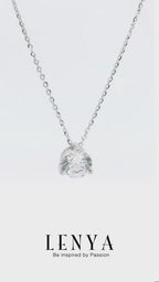 LENYA จี้ CZ จาก Swarovski เสริมลุคเรียบหรู ทรงกลม ขนาด 6 มิล ตัวเรือนเงินแท้925 ชุบทองคำขาว