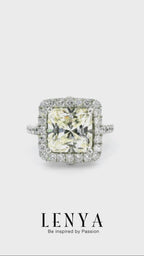LENYA แหวน CZ สีเหลือง Diamondlike เสริมบุคลิกและความมั่นใจ ขนาด9มิล ตัวเรือนเงินแท้925 ชุบทองคำขาว