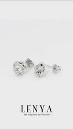 LENYA ต่างหู CZ จากSwarovski เสริมลุค ดีไซน์เก๋ ขนาด 4 มิล ตัวเรือนเงินแท้ 925 ชุบทองคำขาว