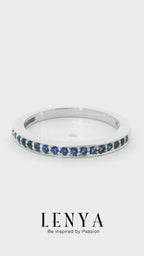 LENYA แหวน ETERNAL ประดับด้วย SWAROVSKI ZIRCONIA สีน้ำเงิน บนตัวเรือนเงินแท้ชุบทองคำขาวแท้ สวยคลาสสิค