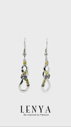 LENYA ต่างหูเงินแท้ 925 ชุบทองขาว ประดับพลอย บุษราคัม(Yellow Sapphire) สโมคกี้ควอตซ์ (Smoky Quartz) และ อเมทีส (Amethyst)