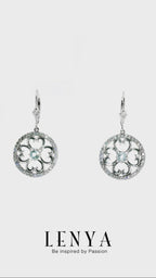 LENYA ต่างหูดีไซน์สวย ประดับพลอยบลูโทแพซ(Blue Topaz)และ คิวบิกเซอร์โคเนีย (Cubic Zirconia)