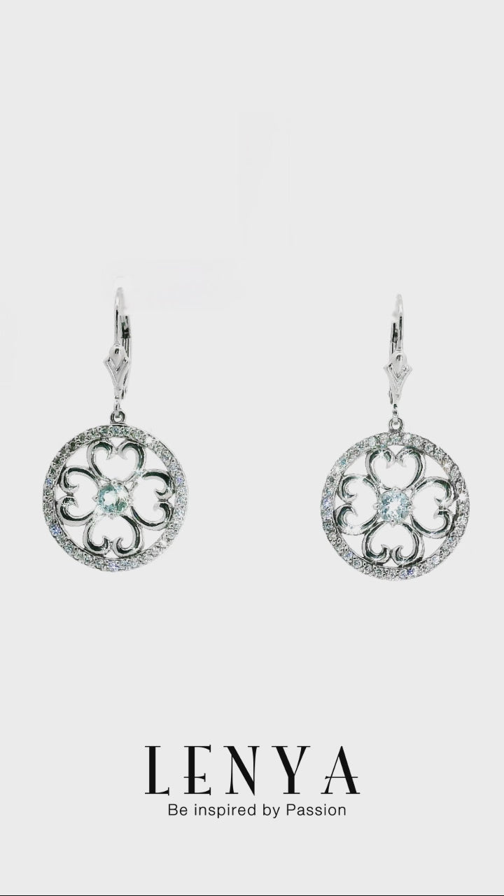 LENYA ต่างหูดีไซน์สวย ประดับพลอยบลูโทแพซ(Blue Topaz)และ คิวบิกเซอร์โคเนีย (Cubic Zirconia)