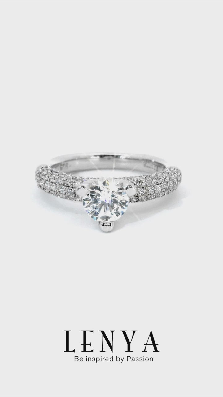 LENYA แหวน CZ Diamondlike เสริมบุคลิกและความมั่นใจ ขนาด 6 มิล ตัวเรือนเงินแท้925 ชุบทองคำขาว