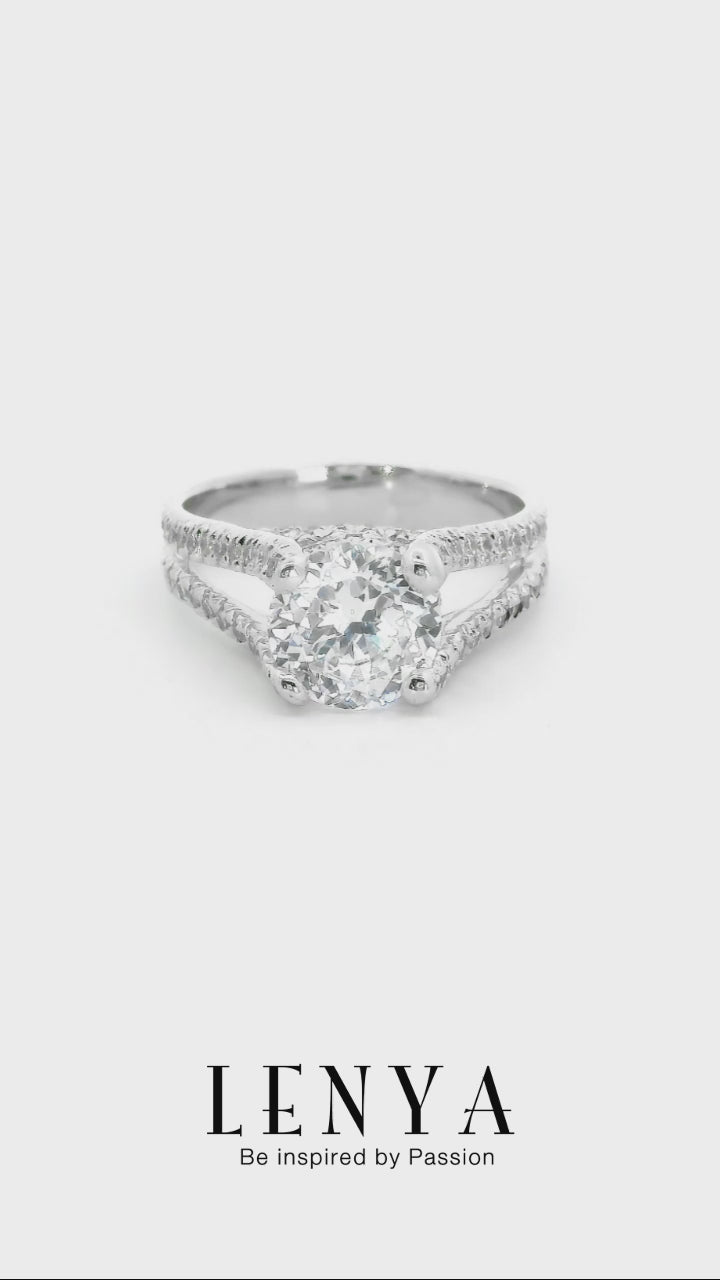 LENYA แหวน CZ Diamondlike เสริมบุคลิกและความมั่นใจ ขนาด 8 มิล ตัวเรือนเงินแท้925 ชุบทองคำขาว