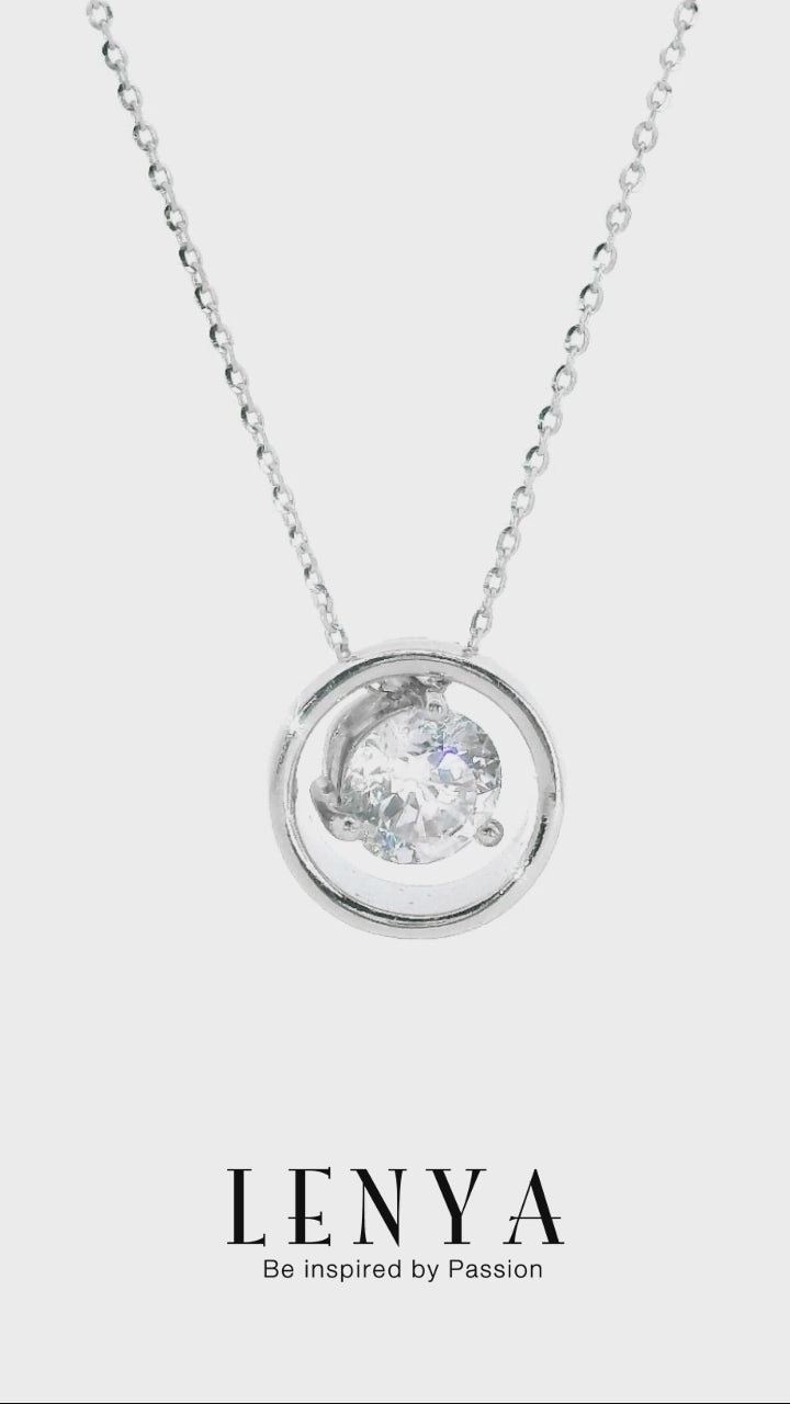 LENYA จี้ CZ DiamondLike เสริมลุคใส่สบายทุกวัน ขนาด 6.5 มิล ตัวเรือนทองเหลือง ชุบทองคำขาว