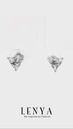 LENYA ต่างหู CZ DiamondLike รูปทรงสามเหลี่ยม ขนาด 6 มิล บนตัวเรือนเงินแท้925 ชุบทองคำขาว