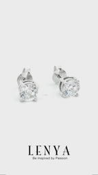 LENYA ต่างหู CZ DiamondLike รูปทรงกลมสวมใส่ไม่มีเบื่อ ขนาด 5 มิล ตัวเรือนเงินแท้925 ชุบทองคำขาว