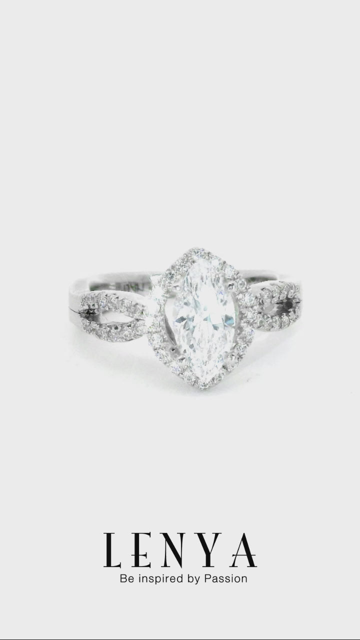 LENYA แหวนเงินแท้ ประดับด้วย คิวบิกเซอร์โคเนีย (Cubic Zirconia) เรียบหรู เสริมบุคลิกเพิ่มความมั่นใจ ตัวเรือนเงินแท้ 925 ชุบทองขาว