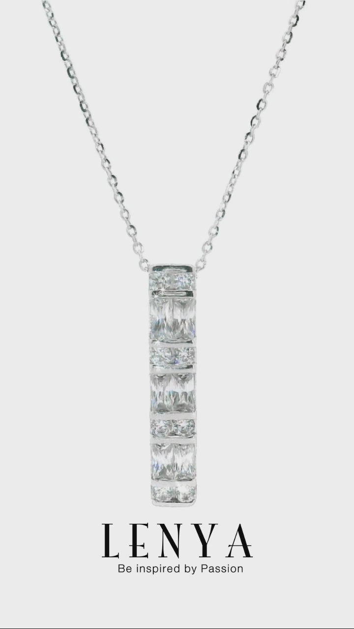 LENYA จี้ CZ  DiamondLike ดีไซน์เรียบหรูเสริมลุคเด่น ขนาด 4 มิล ตัวเรือนเงินแท้925 ชุบทองคำขาว