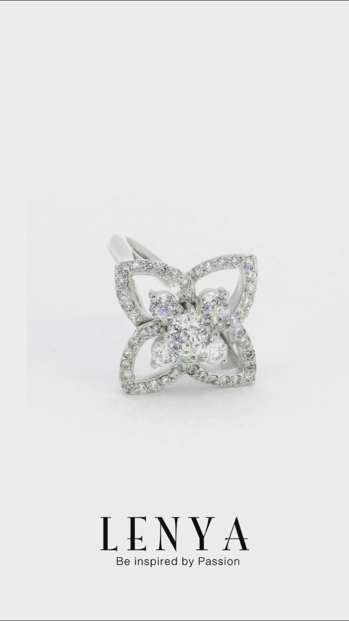 LENYA แหวน CZ Diamondlike เสริมบุคลิกและความมั่นใจ ขนาด 5 มิล ตัวเรือนเงินแท้925 ชุบทองคำขาว