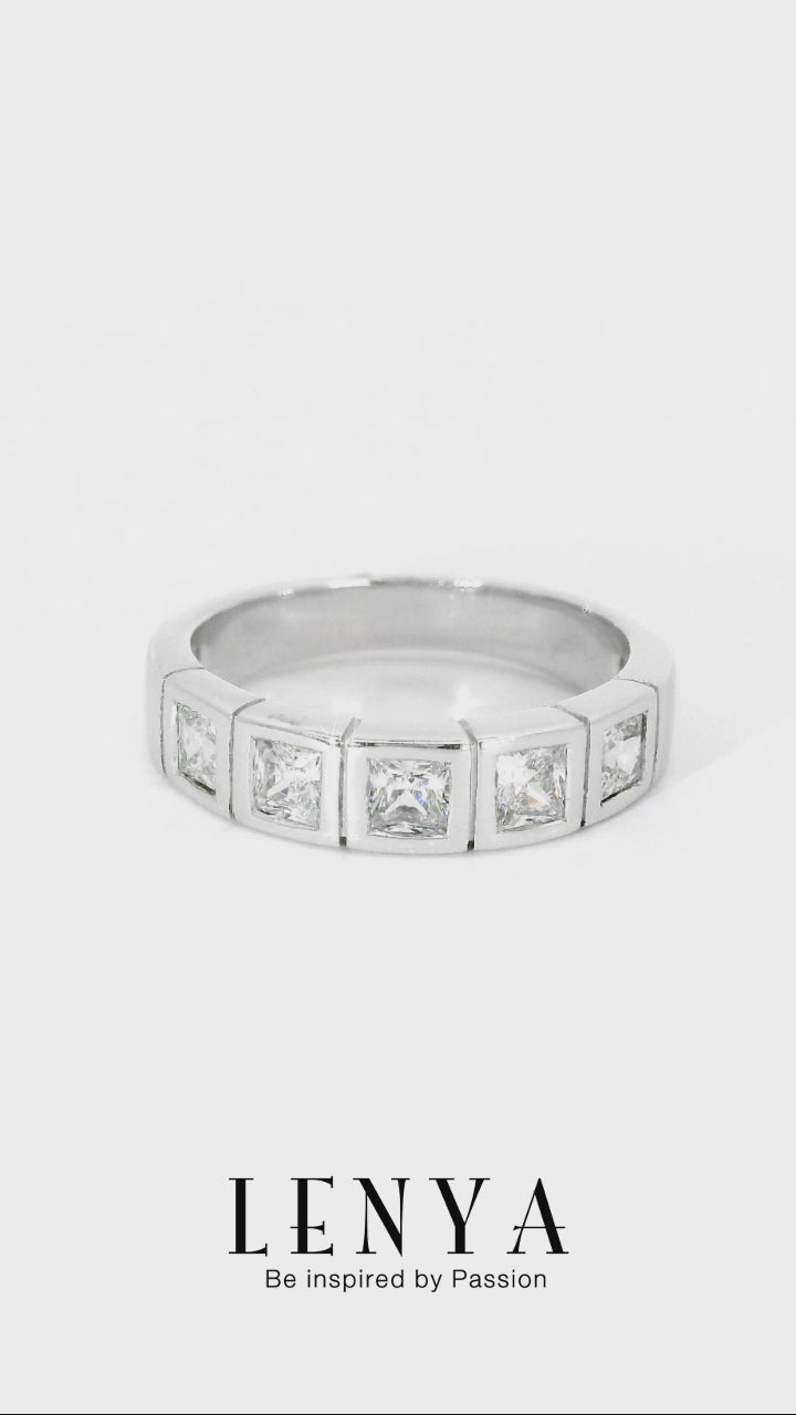 LENYA แหวน CZ DiamondLike ดีไซน์เรียบหรู ใส่ติดนิ้วได้ทุกวัน ตัวเรือนเงินแท้925 ชุบทองคำขาว