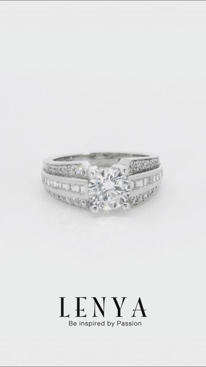 LENYA แหวน CZ Diamondlike เสริมบุคลิกและความมั่นใจ ขนาด 6.5 มิล ตัวเรือนเงินแท้925 ชุบทองคำขาว