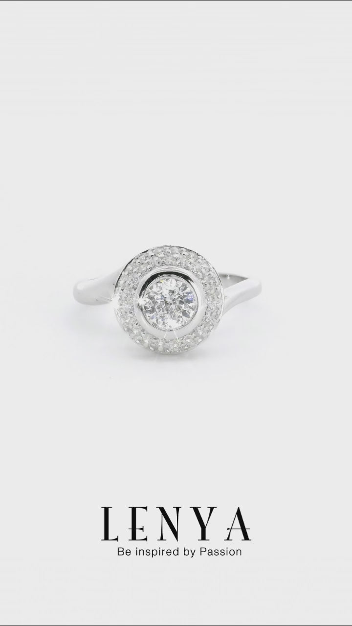 LENYA แหวน CZ Diamondlike เสริมบุคลิกและความมั่นใจ ตัวเรือนเงินแท้925 ชุบทองคำขาว