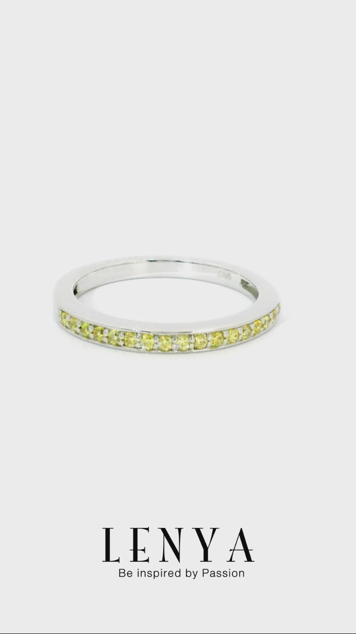 LENYA แหวน ETERNAL ประดับด้วย SWAROVSKI ZIRCONIA สีเหลืองทอง บนตัวเรือนเงินแท้ชุบทองคำขาวแท้ สวยคลาสสิค
