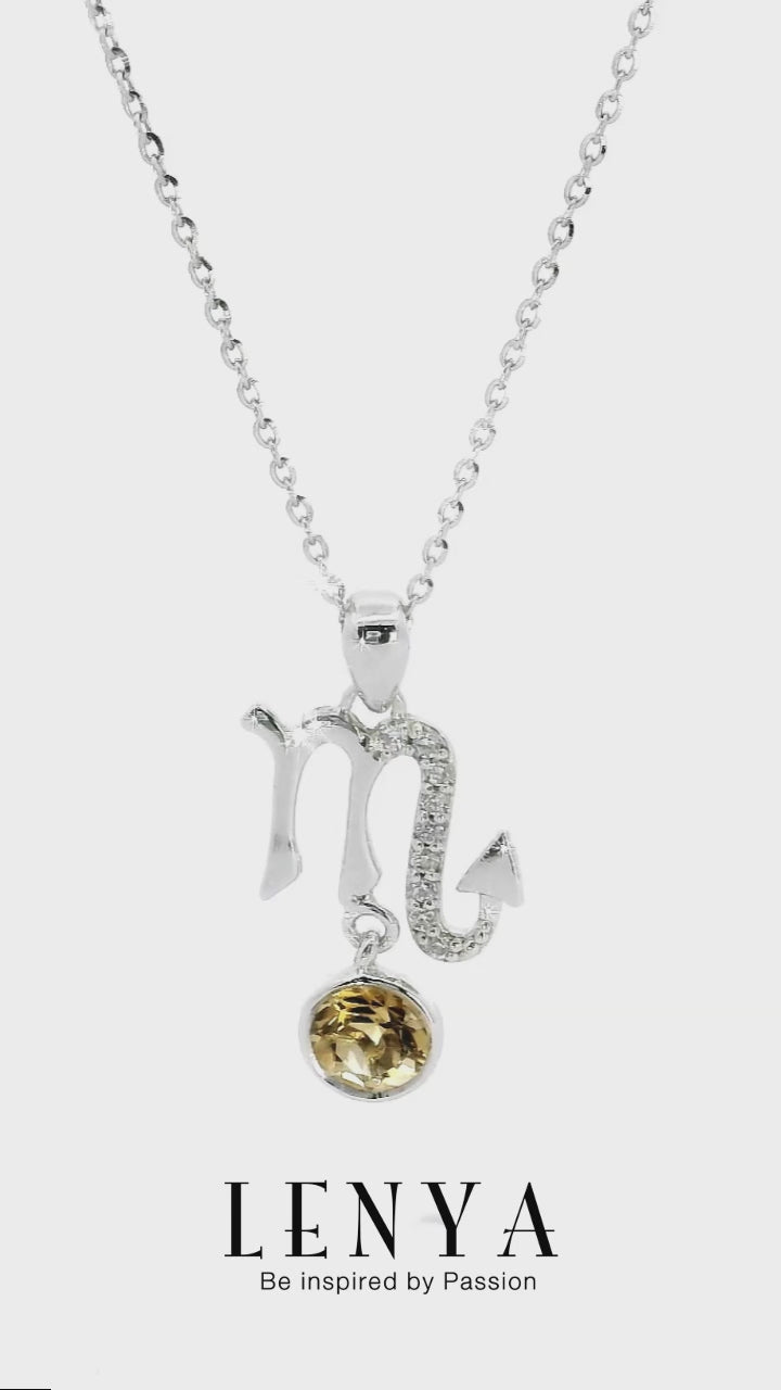LENYA จี้ Zodiac พลอยซิทริน ราศีพิจิก ช่วยเรียกทรัพย์ สดใส พลังบวก ตัวเรือนเงินแท้925 ชุบทองคำขาว
