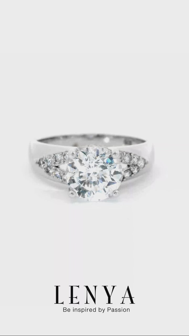LENYA แหวน CZ Diamondlike เสริมบุคลิกและความมั่นใจ ขนาด 1.2 มิล ตัวเรือนเงินแท้925 ชุบทองคำขาว