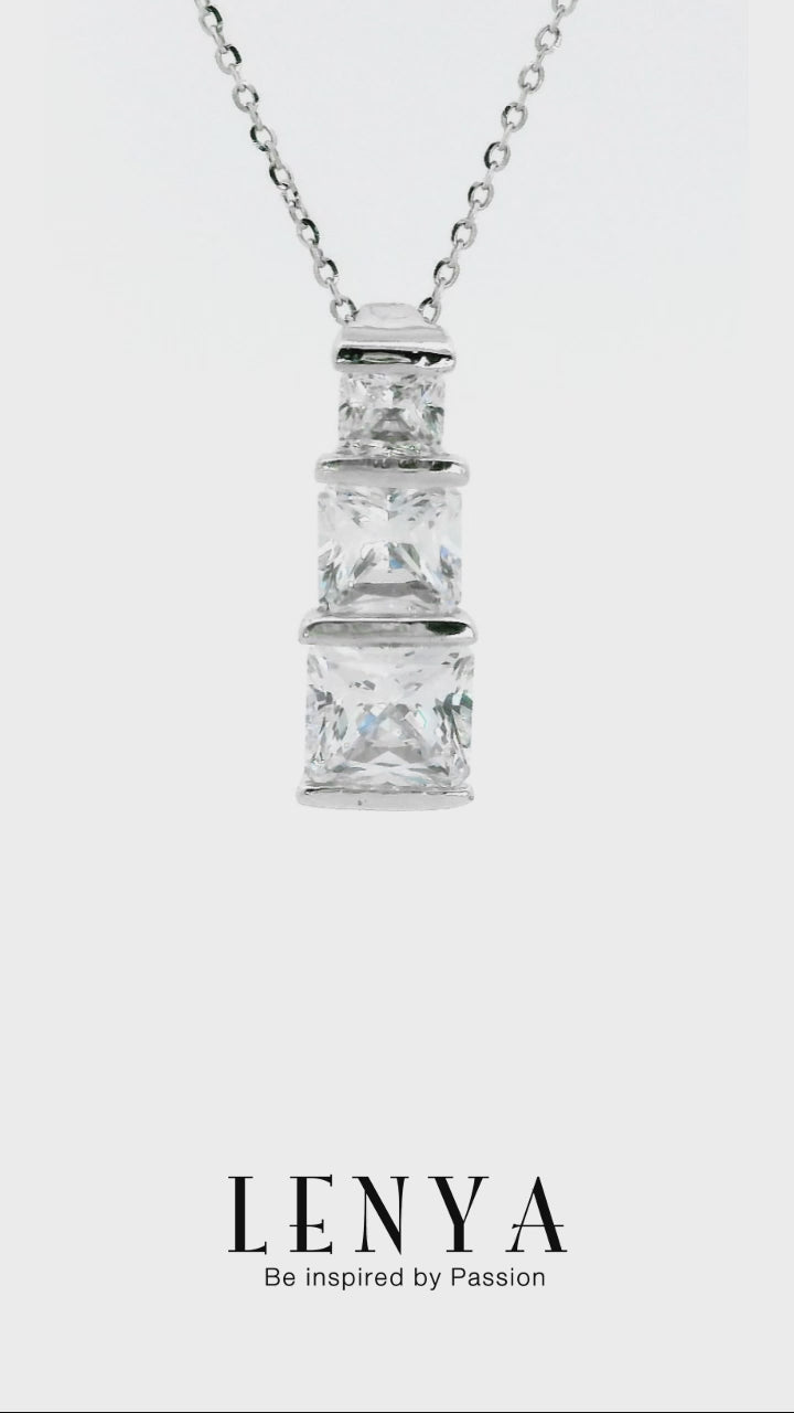 LENYA จี้ CZ  DiamondLike เสริมลุคสวยเก๋ได้ทุกงาน ขนาด 6.5 มิล ตัวเรือนเงินแท้925 ชุบทองคำขาว