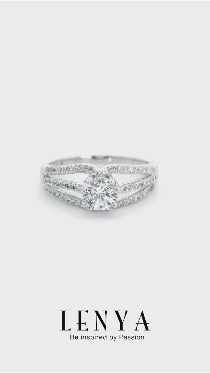 LENYA แหวน CZ SWAROVSKI เสริมบุคลิกและความมั่นใจ ขนาด 7x5 มิล ตัวเรือนเงินแท้925 ชุบทองคำขาว